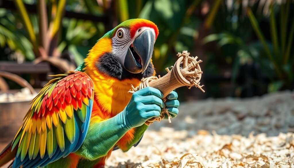 parrot chewing