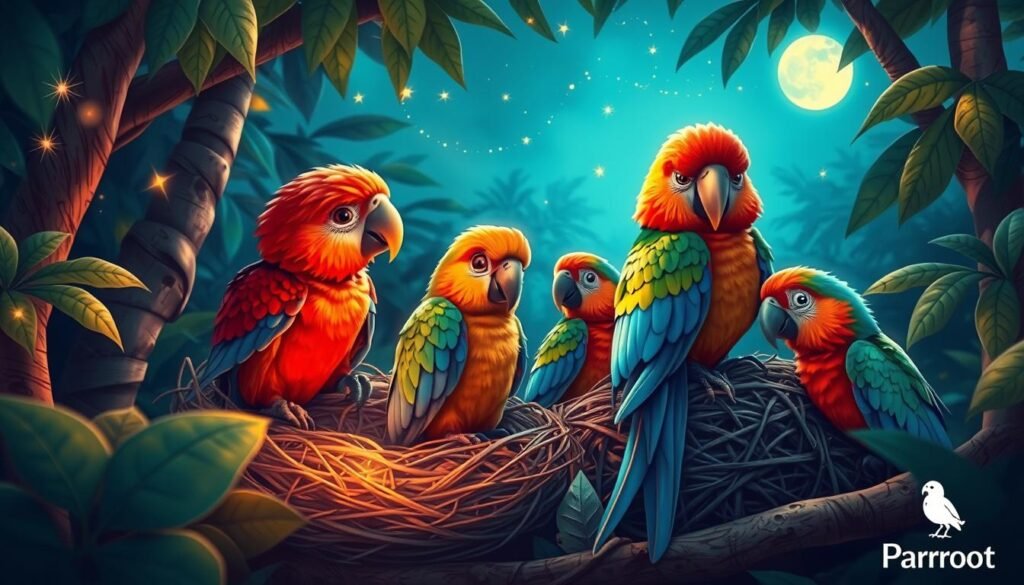 parrot nighttime