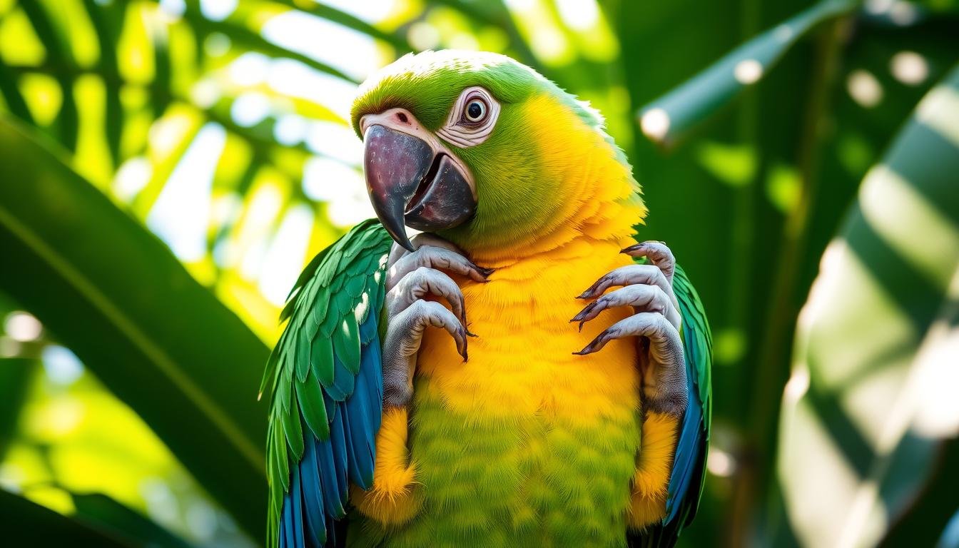 parrot preening