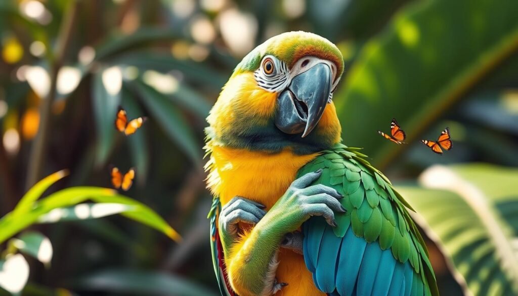 parrot preening