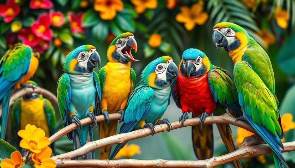 parrot social interactions